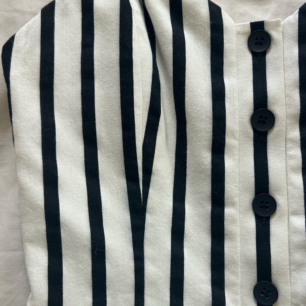Alice + Olivia “Nella” Monochrome Black and White Striped Mini Dress- Sz 0 - Picture 11 of 12